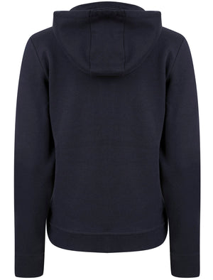 Rayne Zip Through Hoodie with Foil Motif in Sky Captain Navy - Tokyo Laundry