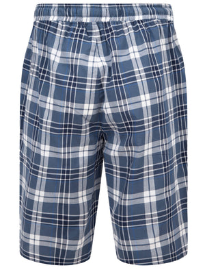 Redlock Checked Cotton Woven Lounge Pyjama Shorts In Medieval Blue - Tokyo Laundry