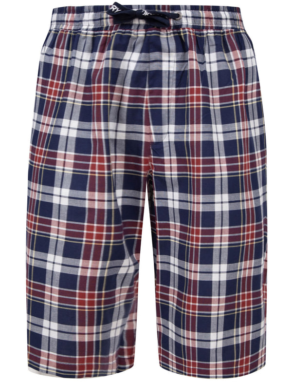 Redlock Checked Cotton Woven Lounge Pyjama Shorts In Rosewood - Tokyo Laundry