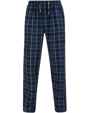Regina Brushed Flannel Woven Checked Cotton Lounge Pants in Dark Denim  - Tokyo Laundry