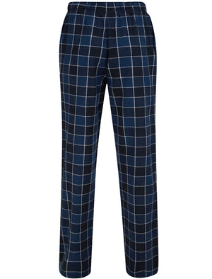 Regina Brushed Flannel Woven Checked Cotton Lounge Pants in Dark Denim  - Tokyo Laundry