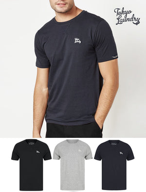 Rexel (3 Pack) Crew Neck Combed Cotton T-Shirts In Black / Grey Marl / Navy  - Tokyo Laundry