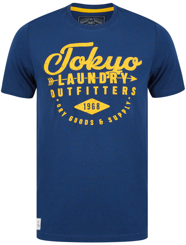 Robins Motif Cotton Jersey T-Shirt In Mid Blue Grindle - Tokyo Laundry