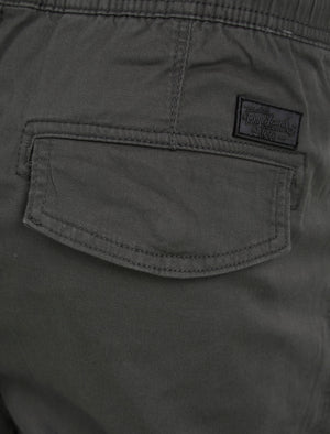 Rodeo Cotton Twill Cuffed Cargo Jogger Pants with Pockets in Asphalt Grey - Tokyo Laundry