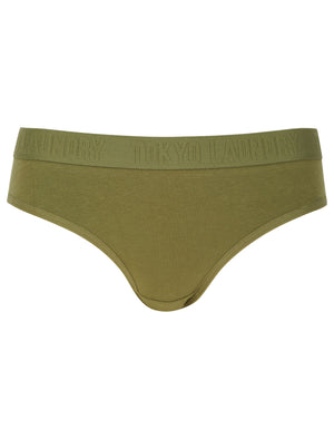 Roo (5 Pack) Cotton Assorted Briefs in Khaki / Black / Blush Pink / Light Grey Marl - Tokyo Laundry