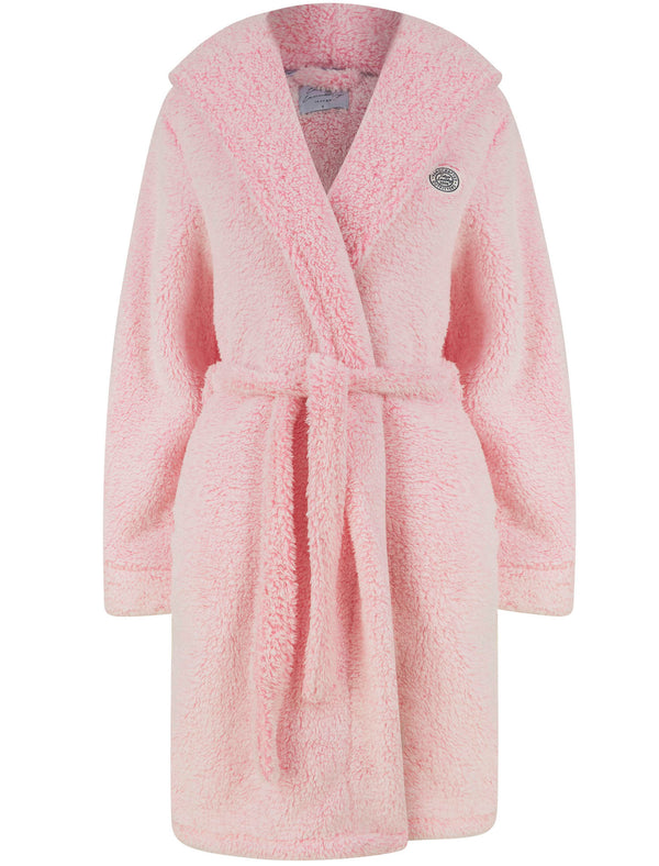 Women's Rosethorns Soft Fleece Tie Robe Dressing Gown with Hood in Pink - Tokyo Laundry