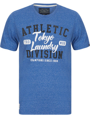 Runner Motif Cotton Jersey Grindle T-Shirt In Blue - Tokyo Laundry
