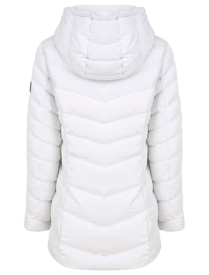 Safflower 2 Longline Quilted Puffer Coat with Hood In White - Tokyo Laundry