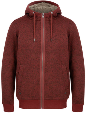 Saskatoon Chunky Zip Through Knitted Hoodie With Borg Lining In Port - Tokyo Laundry