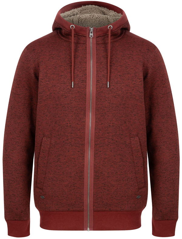 Saskatoon Chunky Zip Through Knitted Hoodie With Borg Lining In Port - Tokyo Laundry