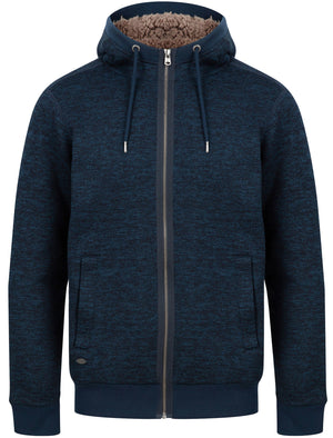 Saskatoon Chunky Zip Through Knitted Hoodie With Borg Lining In Teal - Tokyo Laundry