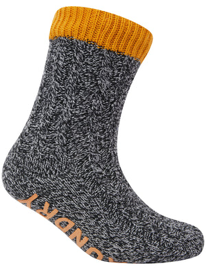 Scoresby Borg Lined Chunky Cable Knit Slipper Socks in Yolk Yellow - Tokyo Laundry