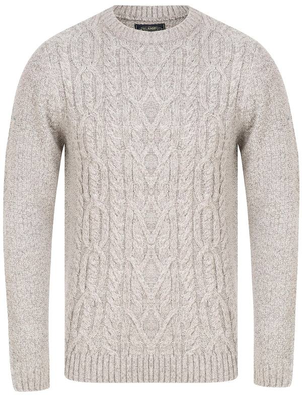 Scotby Chunky Cable Knitted Jumper in Light Grey Twist - Tokyo Laundry