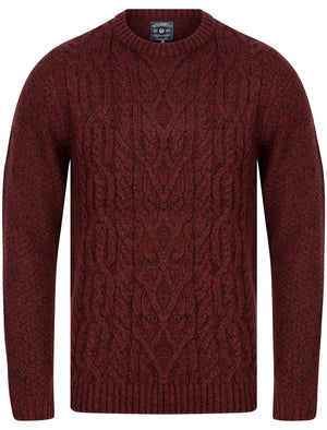 Scotby Chunky Cable Knitted Jumper in Oxblood Twist - Tokyo Laundry