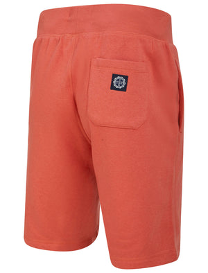 Script Motif Brushback Fleece Jogger Shorts in Faded Peach -Tokyo Laundry