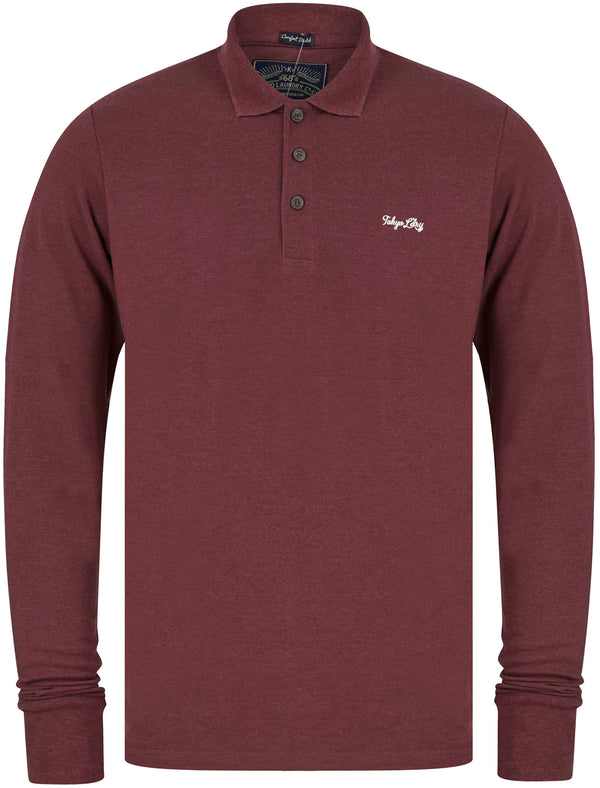 Seathwaite Long Sleeve Cotton Pique Polo Shirt in Vineyard Marl - Tokyo Laundry