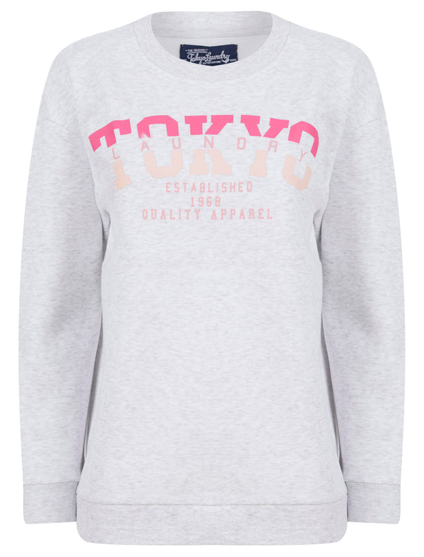 Shardae Motif Cotton Blend Fleece Sweatshirt in Ice Grey Marl -  Tokyo Laundry