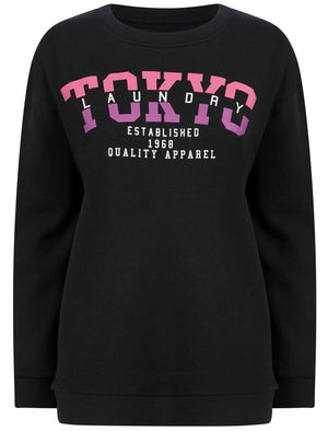 Shardae Motif Cotton Blend Fleece Sweatshirt in Jet Black -  Tokyo Laundry