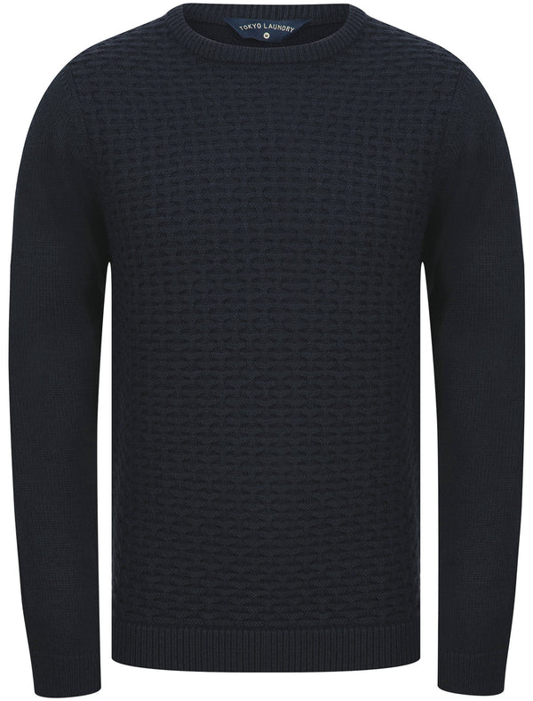 Shikara Stitched Panel Wool Blend Knitted Jumper in True Navy - Tokyo Laundry