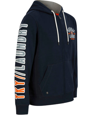 Spark Zip Through Hoodie With Sleeve Detail In Sky Captain Navy - Tokyo Laundry