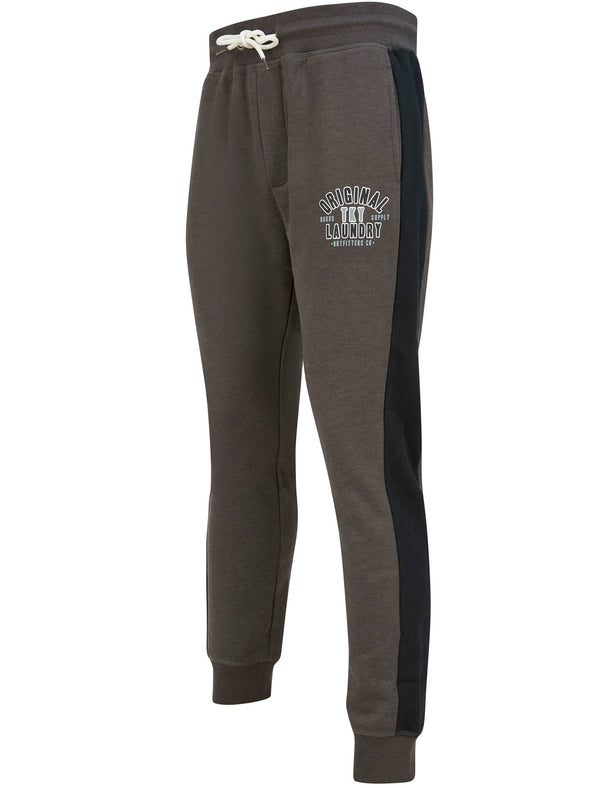 Spark Brushback Fleece Cuffed Joggers with Side Panel Detail in Eiffel Tower Grey - Tokyo Laundry