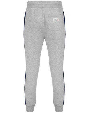 Spark Brushback Fleece Cuffed Joggers with Side Panel Detail in Light Grey Marl - Tokyo Laundry