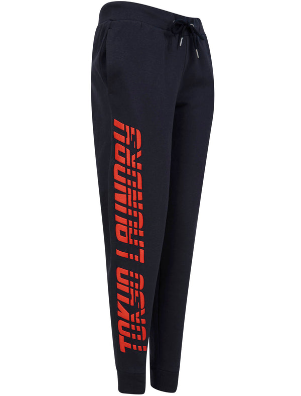 Sporty Brushback Fleece Cuffed Joggers in Sky Captain Navy - Tokyo Laundry