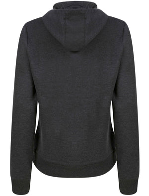 Sporty Motif Brushback Fleece Pullover Hoodie in Charcoal Marl - Tokyo Laundry