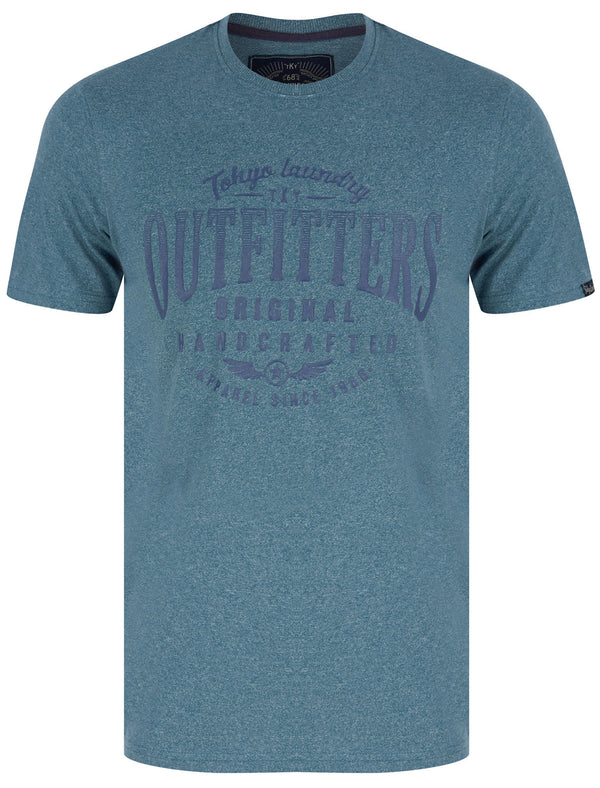 Star Wing Motif Cotton Jersey Grindle T-Shirt in Blue - Tokyo Laundry