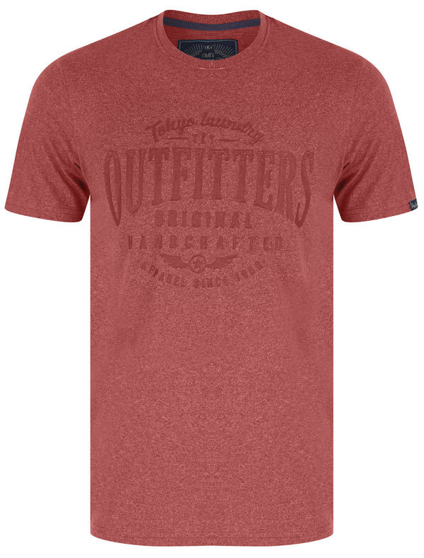 Star Wing Motif Cotton Jersey Grindle T-Shirt in Burgundy - Tokyo Laundry