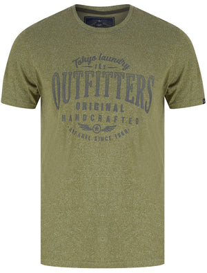 Star Wing Motif Cotton Jersey Grindle T-Shirt in Green - Tokyo Laundry