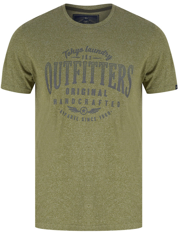 Star Wing Motif Cotton Jersey Grindle T-Shirt in Green - Tokyo Laundry