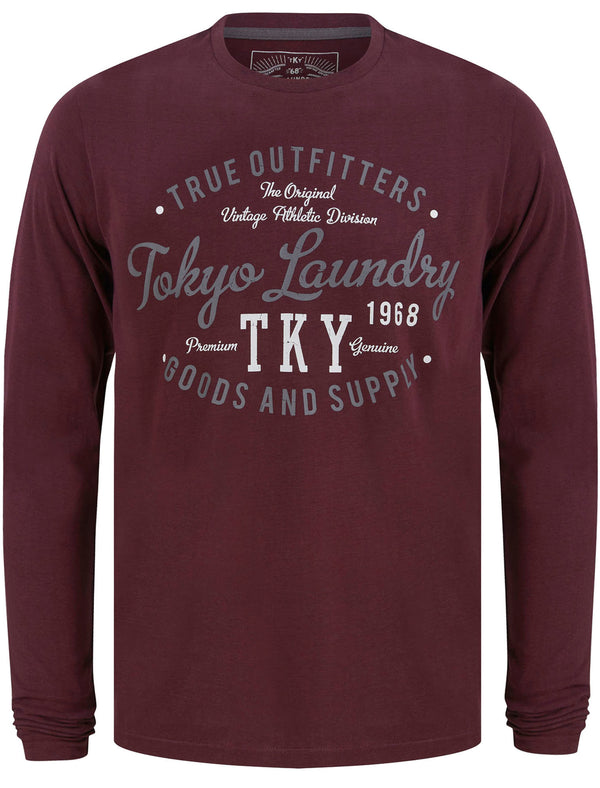 Stare Motif Cotton Jersey Long Sleeve Top In Winetasting - Tokyo Laundry