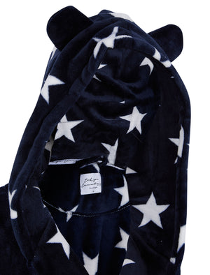 Women's Stars Soft Fleece Tie Robe Dressing Gown with Hooded Ears in E Tokyo Laundry Women's Stars Soft Fleece Tie Robe Dressing Gown with Hooded Ears in E Tokyo Laundry
