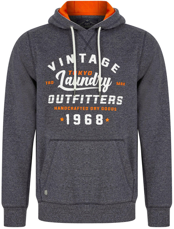 Swifter Motif Brushback Fleece Pullover Hoodie in Navy - Tokyo Laundry