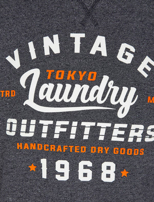 Swifter Motif Brushback Fleece Pullover Hoodie in Navy - Tokyo Laundry