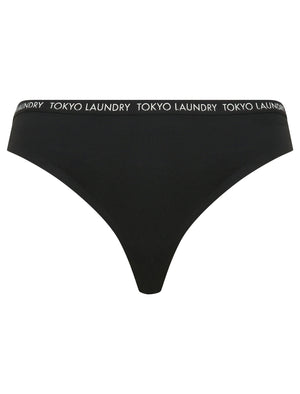 Tajo (3 Pack) No VPL Seam Free Assorted Thongs in Snow White / Jet Black / Silver Pink - Tokyo Laundry