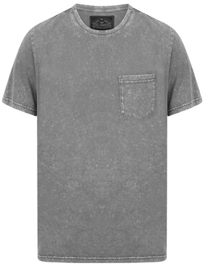 Tannan Acid Wash Cotton Jersey T-Shirt with Chest Pocket In Ebony Grey - Tokyo Laundry