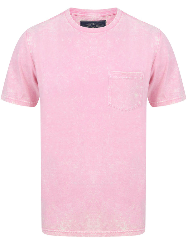 Tannan Acid Wash Cotton Jersey T-Shirt with Chest Pocket In Sachet Pink - Tokyo Laundry