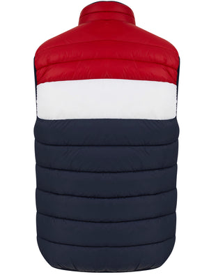 Tarmon Microfleece Lined Quilted Puffer Gilet in Sky Captain Navy / Red - Tokyo Laundry Active Tech