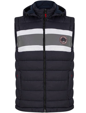 Tauriel Quilted Puffer Gilet with Detachable Fleece Lined Hood in Sky Captain Navy - Tokyo Laundry Active Tech