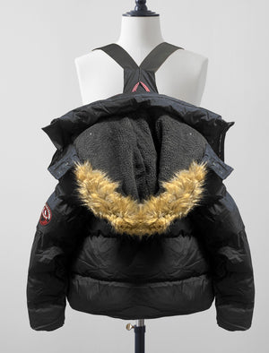 Teslin Quilted Jacket with Borg Lined Detachable Hood in Jet Black - Tokyo Laundry Active Tech