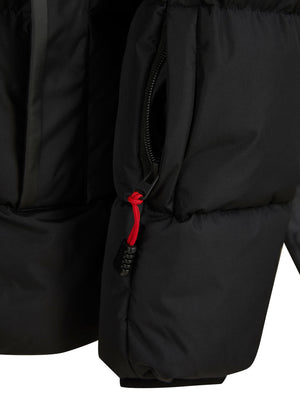 Teslin Quilted Jacket with Borg Lined Detachable Hood in Jet Black - Tokyo Laundry Active Tech