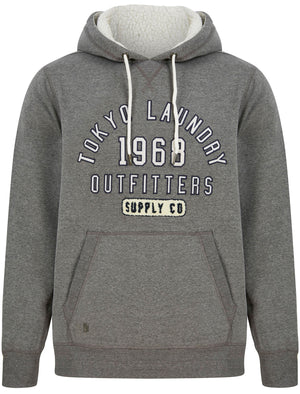 Thought Fleece Pullover Hoodie with Borg Lined Hood in Mid Grey Marl - Tokyo Laundry