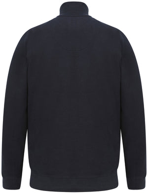 Timber Cotton Blend Half Zip Funnel Neck Pullover Sweat In Sky Captain Navy - Tokyo Laundry