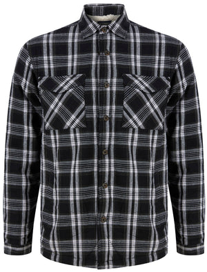 Tornio Borg Lined Checked Flannel Overshirt Jacket in Jet Black - Tokyo Laundry