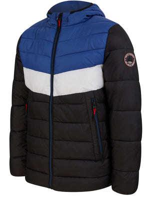 Torsten Colour Block Quilted Puffer Jacket with Hood in Sodalite Blue - Tokyo Laundry Active Tech