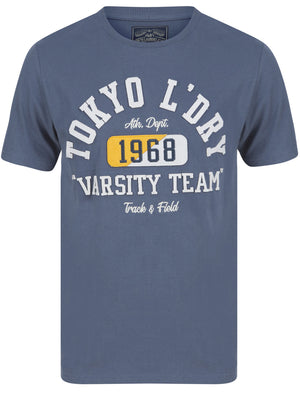 Varsity Team Motif Cotton Jersey T-Shirt In Vintage Indigo - Tokyo Laundry