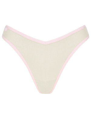 Violet Stripe (5 Pack) Ribbed Cotton Assorted Thongs in Abbey Stone / Silver Birch / Cradle Pink - Tokyo Laundry