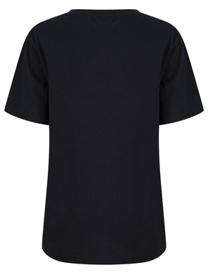 Viv Silver Foil Motif Cotton Jersey T-Shirt in Jet Black - Tokyo Laundry
